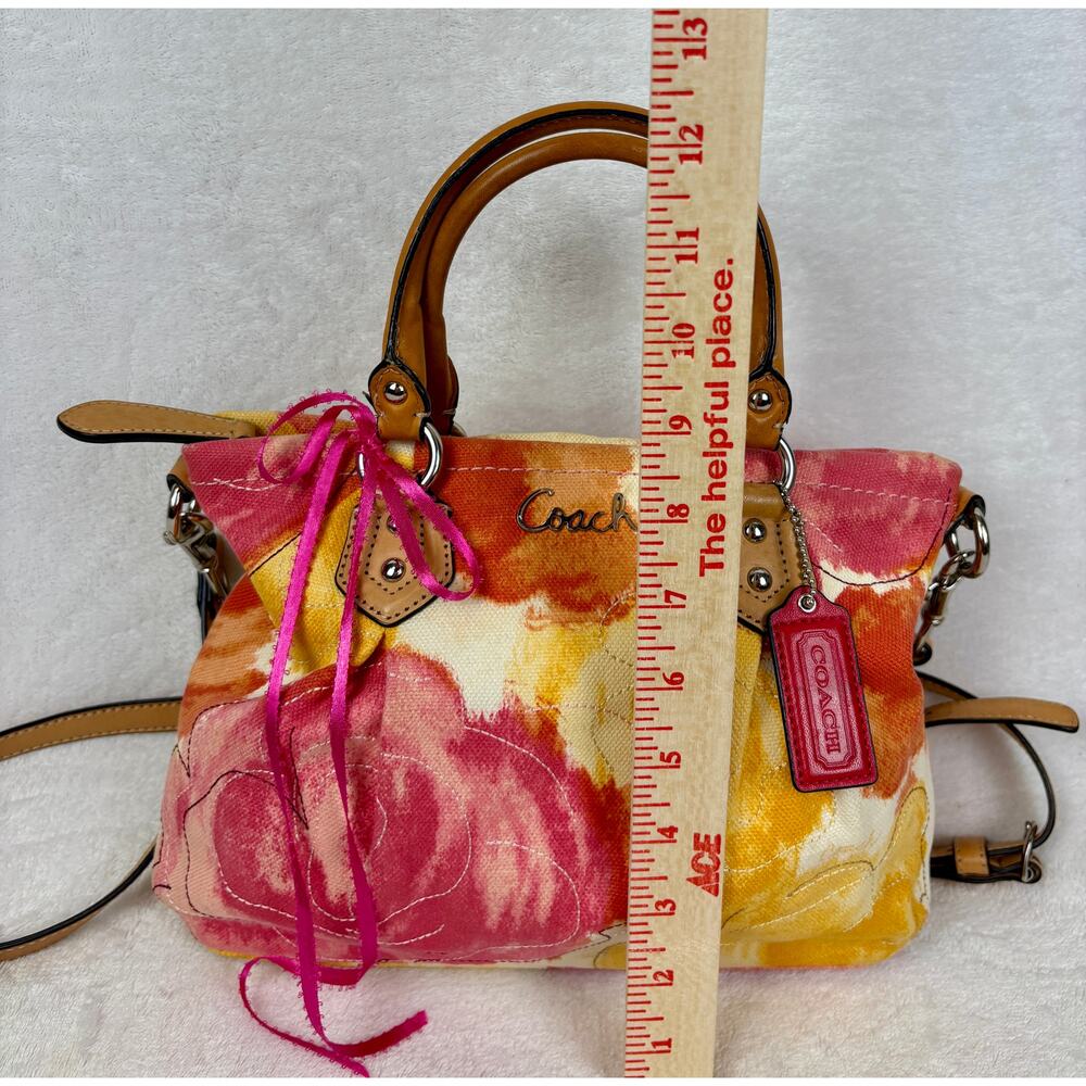 Coach Ashley Multicolor Floral Satchel in Durable Canvas with Leather Trim - Picture 13 of 15